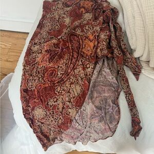 Zara Asymmetrical Skirt in Red and Brown